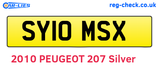SY10MSX are the vehicle registration plates.
