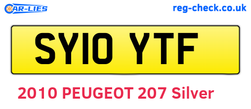 SY10YTF are the vehicle registration plates.