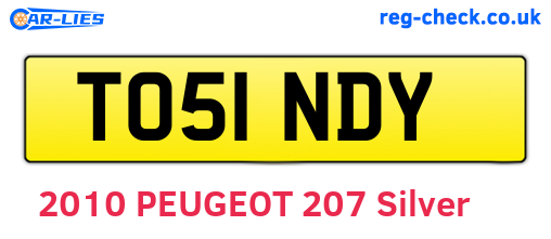 TO51NDY are the vehicle registration plates.