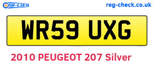 WR59UXG are the vehicle registration plates.
