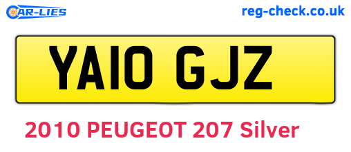 YA10GJZ are the vehicle registration plates.