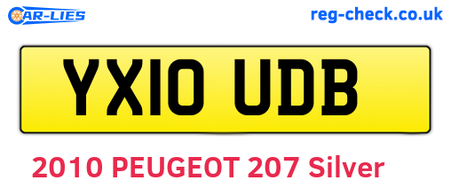 YX10UDB are the vehicle registration plates.