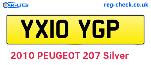 YX10YGP are the vehicle registration plates.