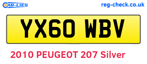 YX60WBV are the vehicle registration plates.