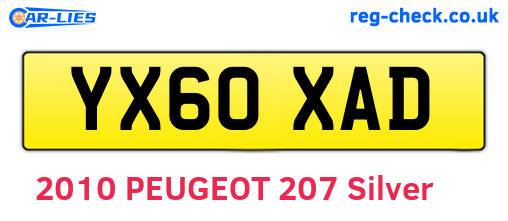 YX60XAD are the vehicle registration plates.