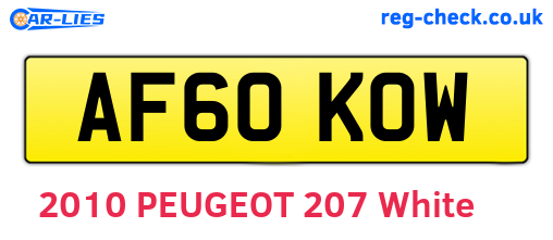 AF60KOW are the vehicle registration plates.