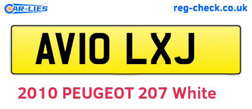 AV10LXJ are the vehicle registration plates.