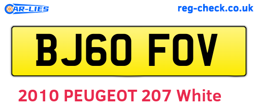 BJ60FOV are the vehicle registration plates.