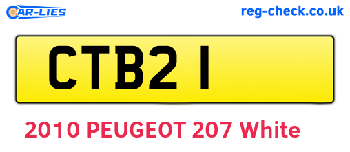 CTB21 are the vehicle registration plates.