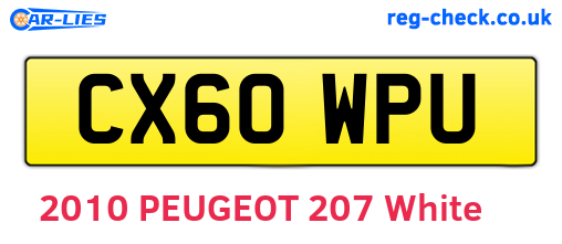 CX60WPU are the vehicle registration plates.