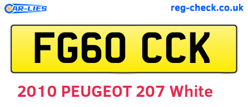 FG60CCK are the vehicle registration plates.