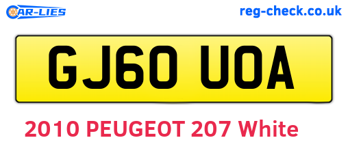 GJ60UOA are the vehicle registration plates.