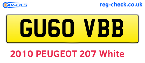 GU60VBB are the vehicle registration plates.