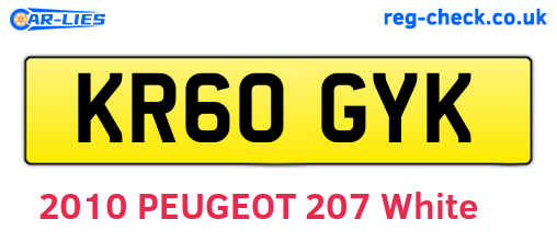 KR60GYK are the vehicle registration plates.