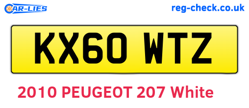 KX60WTZ are the vehicle registration plates.