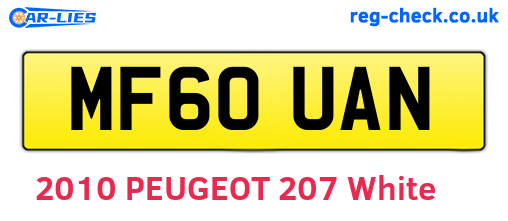 MF60UAN are the vehicle registration plates.