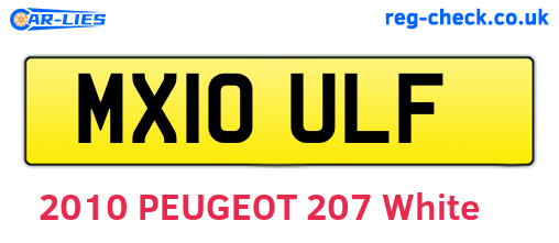 MX10ULF are the vehicle registration plates.