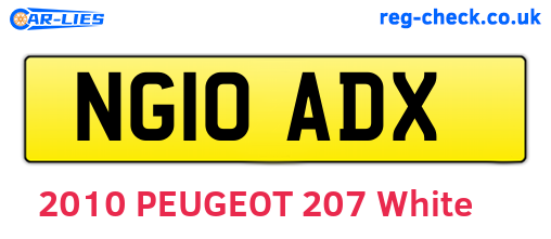 NG10ADX are the vehicle registration plates.