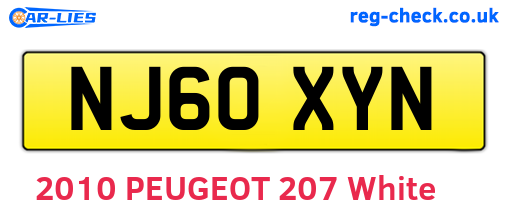 NJ60XYN are the vehicle registration plates.
