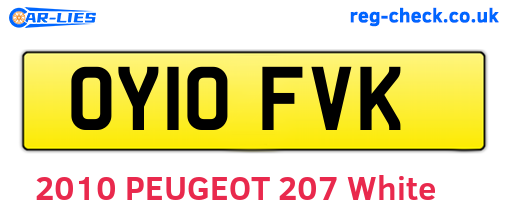OY10FVK are the vehicle registration plates.