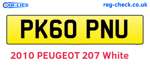 PK60PNU are the vehicle registration plates.