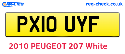 PX10UYF are the vehicle registration plates.