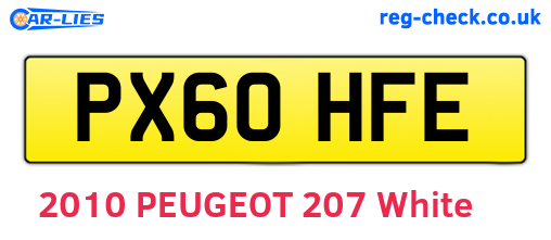 PX60HFE are the vehicle registration plates.