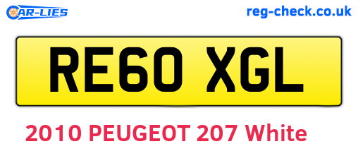 RE60XGL are the vehicle registration plates.