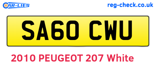 SA60CWU are the vehicle registration plates.