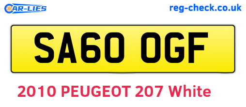 SA60OGF are the vehicle registration plates.