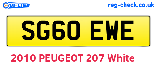 SG60EWE are the vehicle registration plates.