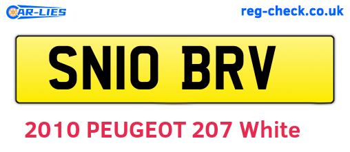 SN10BRV are the vehicle registration plates.