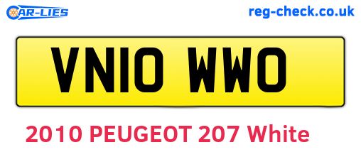 VN10WWO are the vehicle registration plates.