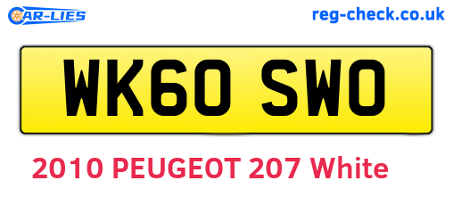 WK60SWO are the vehicle registration plates.