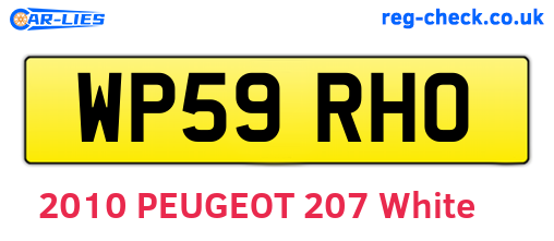 WP59RHO are the vehicle registration plates.