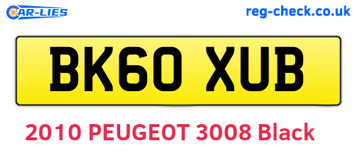 BK60XUB are the vehicle registration plates.