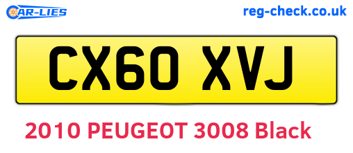 CX60XVJ are the vehicle registration plates.