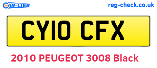 CY10CFX are the vehicle registration plates.