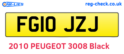 FG10JZJ are the vehicle registration plates.