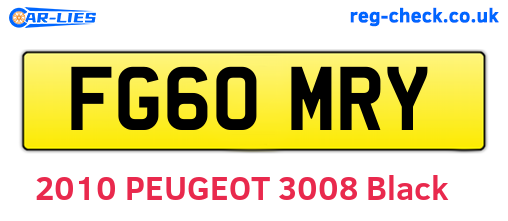 FG60MRY are the vehicle registration plates.