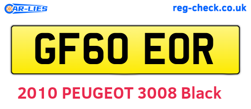 GF60EOR are the vehicle registration plates.
