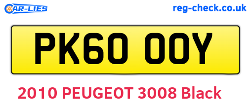 PK60OOY are the vehicle registration plates.