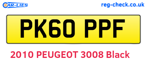 PK60PPF are the vehicle registration plates.
