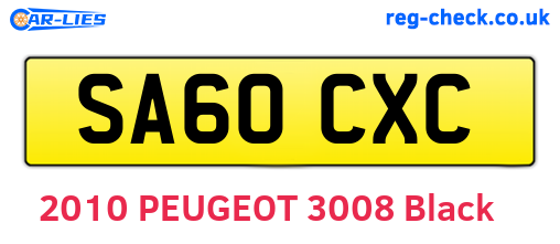 SA60CXC are the vehicle registration plates.