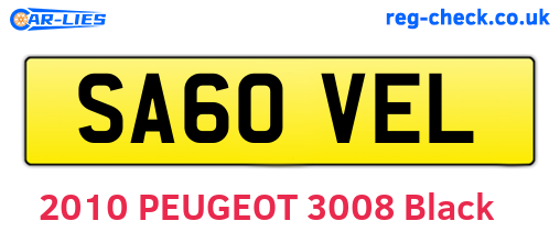 SA60VEL are the vehicle registration plates.