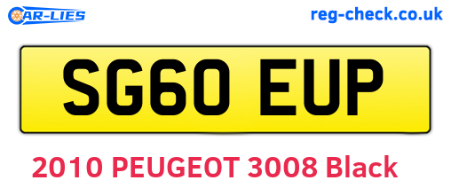 SG60EUP are the vehicle registration plates.