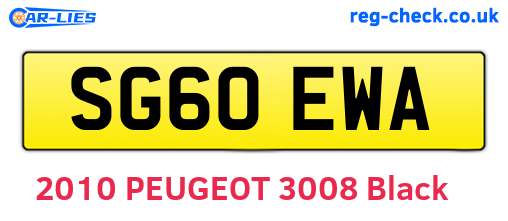 SG60EWA are the vehicle registration plates.
