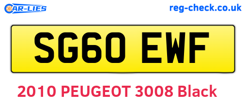 SG60EWF are the vehicle registration plates.