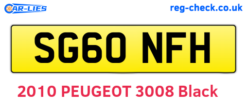 SG60NFH are the vehicle registration plates.