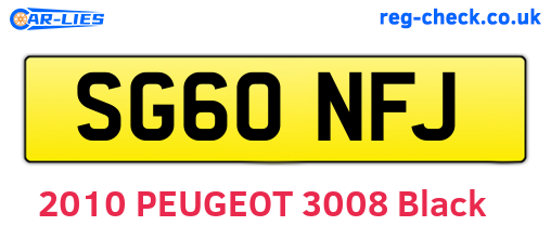 SG60NFJ are the vehicle registration plates.